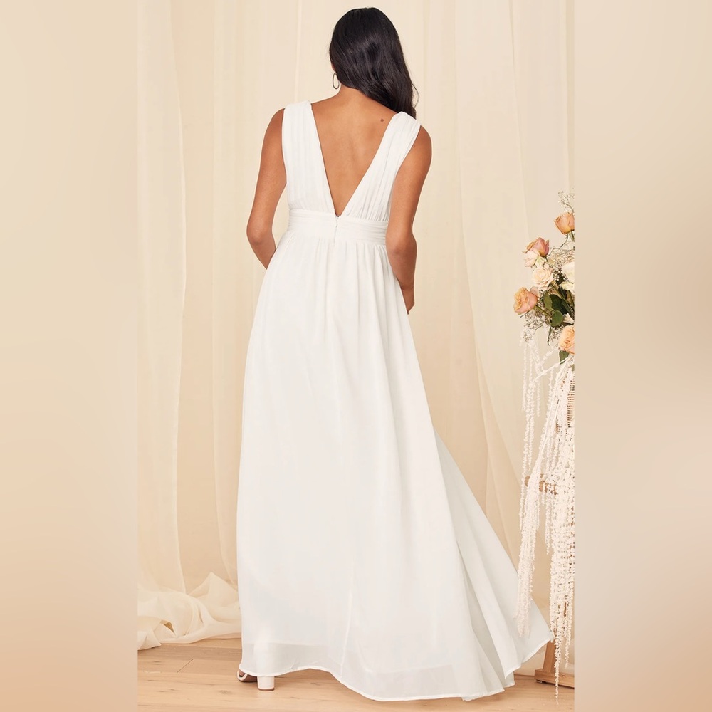 NWOT Lulus Heavenly Hues White Chiffon Maxi Dress XS - Picture 6 of 10